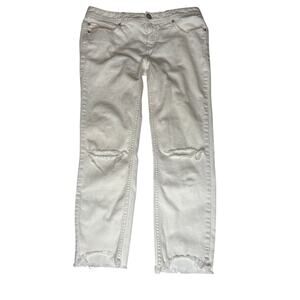 Free people size 29 jeans white low rise cropped distressed